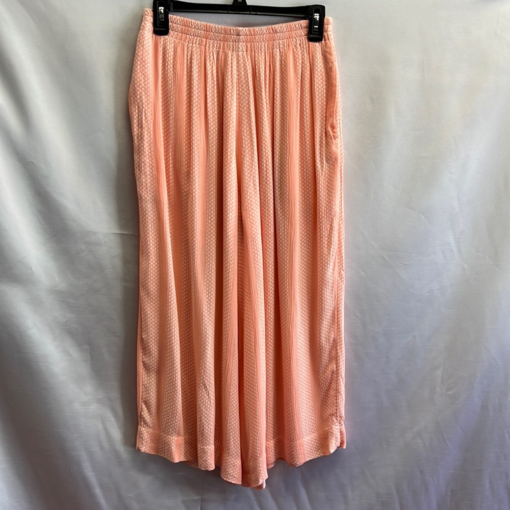 Anthropologie Maeve Peach Polka Dot Wide Leg Palazzo Cropped Pants Size X-Small
